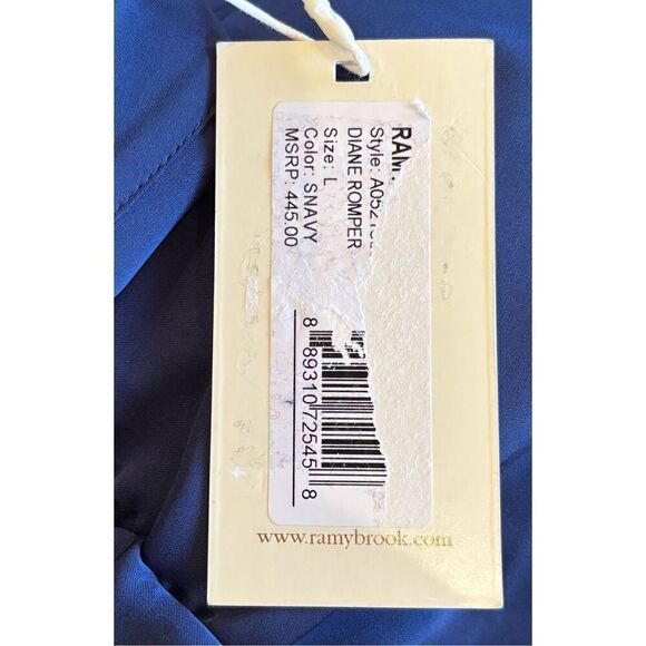 Ramy Brook Diane Long Sleeve Romper in Navy Blue NWT Size Large - Picture 6 of 7